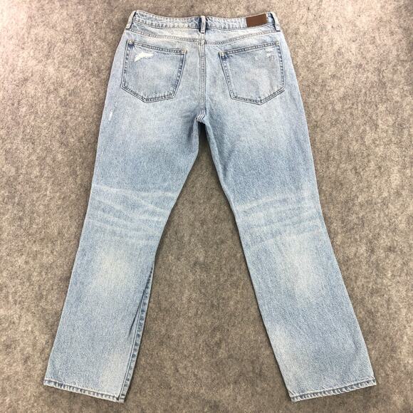 Carly Jean Womens Jeans 13 Blue Straight High Rise Baggy Button‎ Fly Distressed - Picture 2 of 14